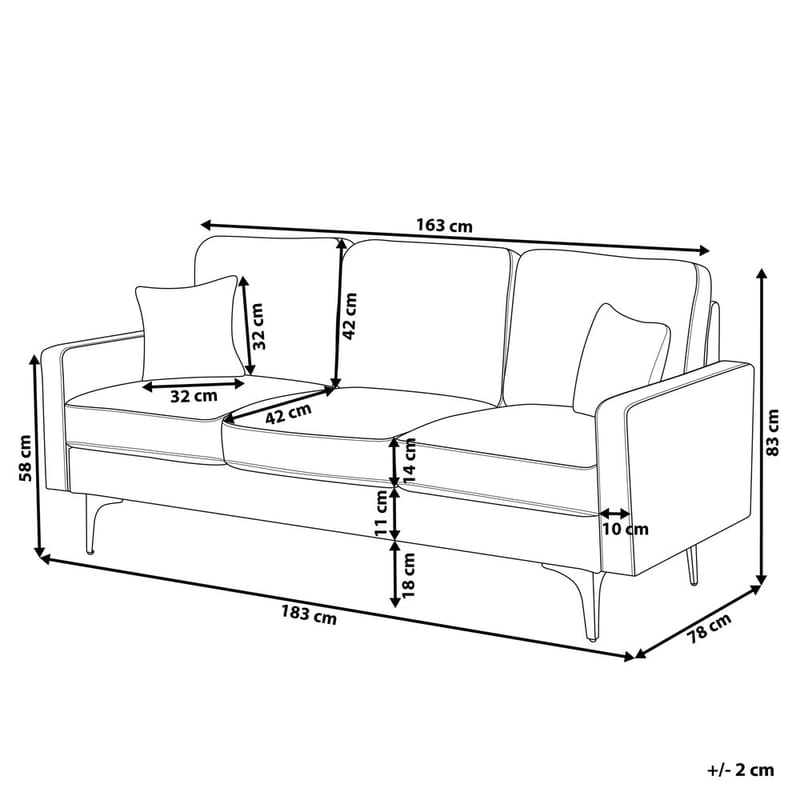 3-seters sofa Gavle - Beige, svart/Bouclé - Møbler - Sofaer - Sofa 3 seter