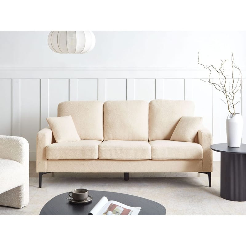 3-seters sofa Gavle - Beige, svart/Bouclé - Møbler - Sofaer - Sofa 3 seter