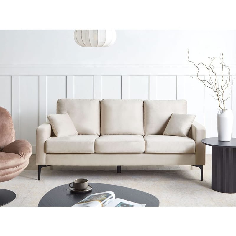 3-seters sofa Gavle - Beige, svart/Polyester - Møbler - Sofaer - Sofa 3 seter