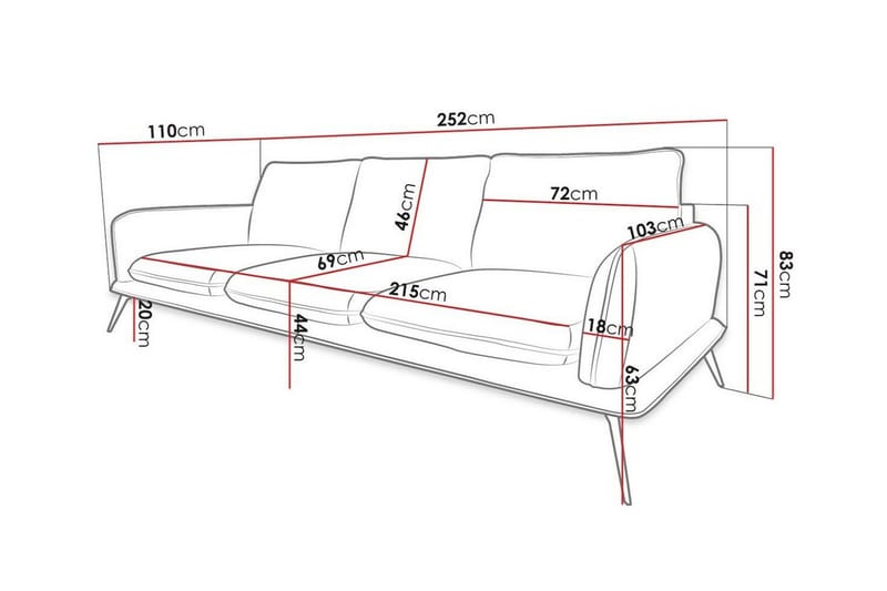 Graystone 3-seters Sofa - Beige - Sofa 3 seter