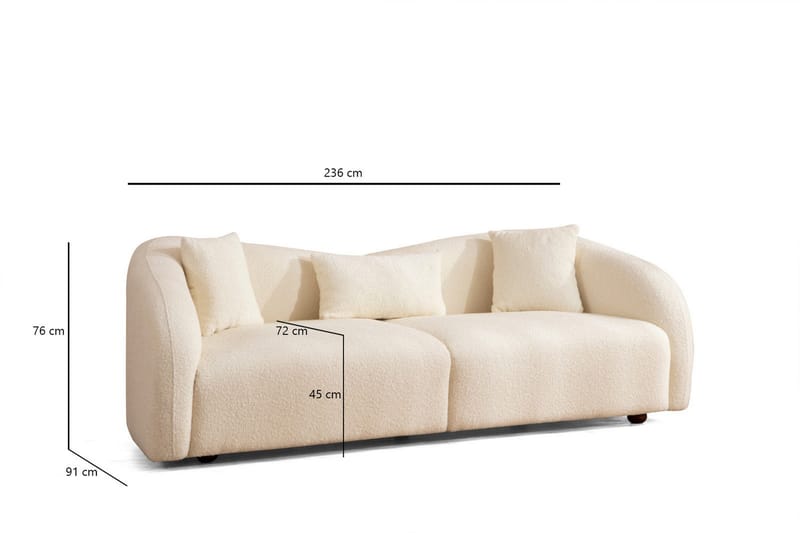 Hungirr Sofa 3-seters - Beige|Bouclé - Sofa 3 seter