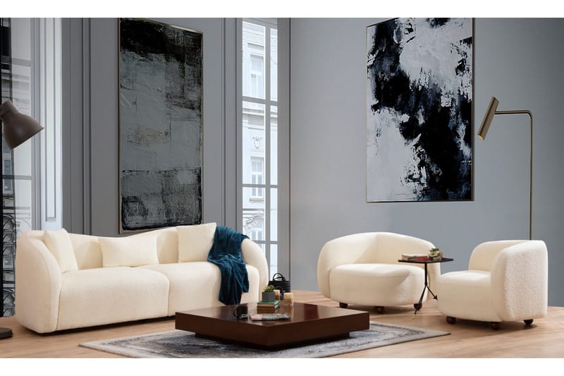 Hungirr Sofa 3-seters - Beige|Bouclé - Møbler - Sofaer - Sofa 3 seter