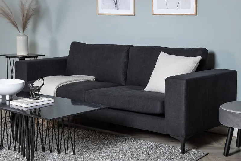 Johana 3-seter Fløyelssofa - Svart - Møbler - Sofaer - Sofa 3 seter
