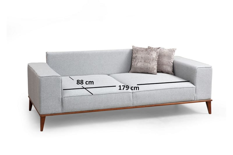Jonnesha 3-Seter Sofa - Grå - Møbler - Sofaer - Sofa 3 seter