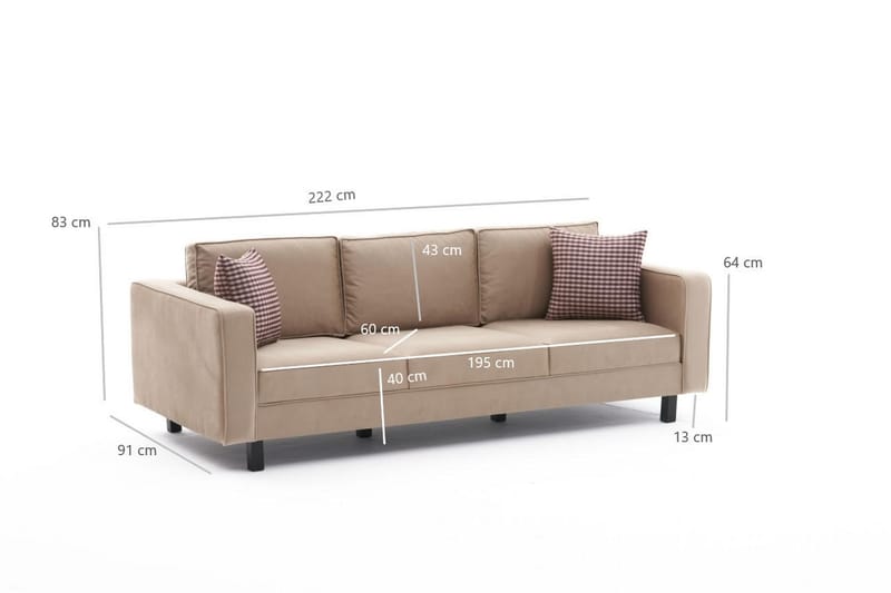 Kaletea Sofa 3-seters - Beige - Sofa 3 seter