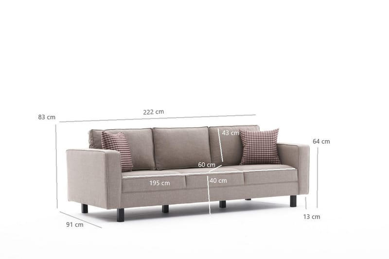 Kaletea Sofa 3-seters - Krem - Sofa 3 seter