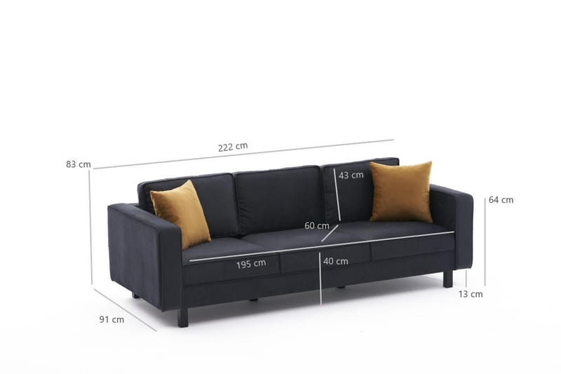 Kaletea Sofa 3-seters - Mørkegrå - Møbler - Sofaer - Sofa 3 seter