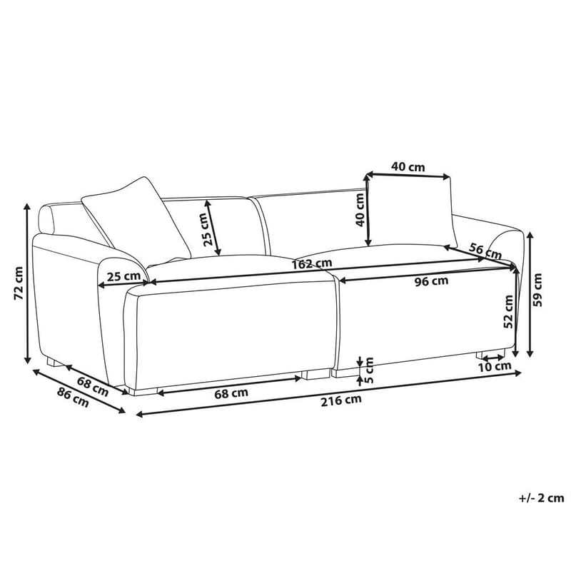 3-seters sofa Korio - Hvit, Svart - Møbler - Sofaer - Sofa 3 seter