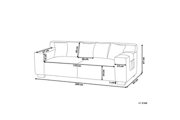 Lahall Manchestersofa 200 cm - Grå - Møbler - Sofaer - Sofa 3 seter