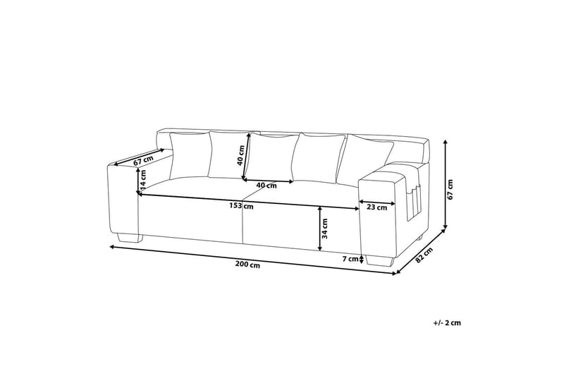 Lahall Manchestersofa 200 cm - Grå - Møbler - Sofaer - Sofa 3 seter