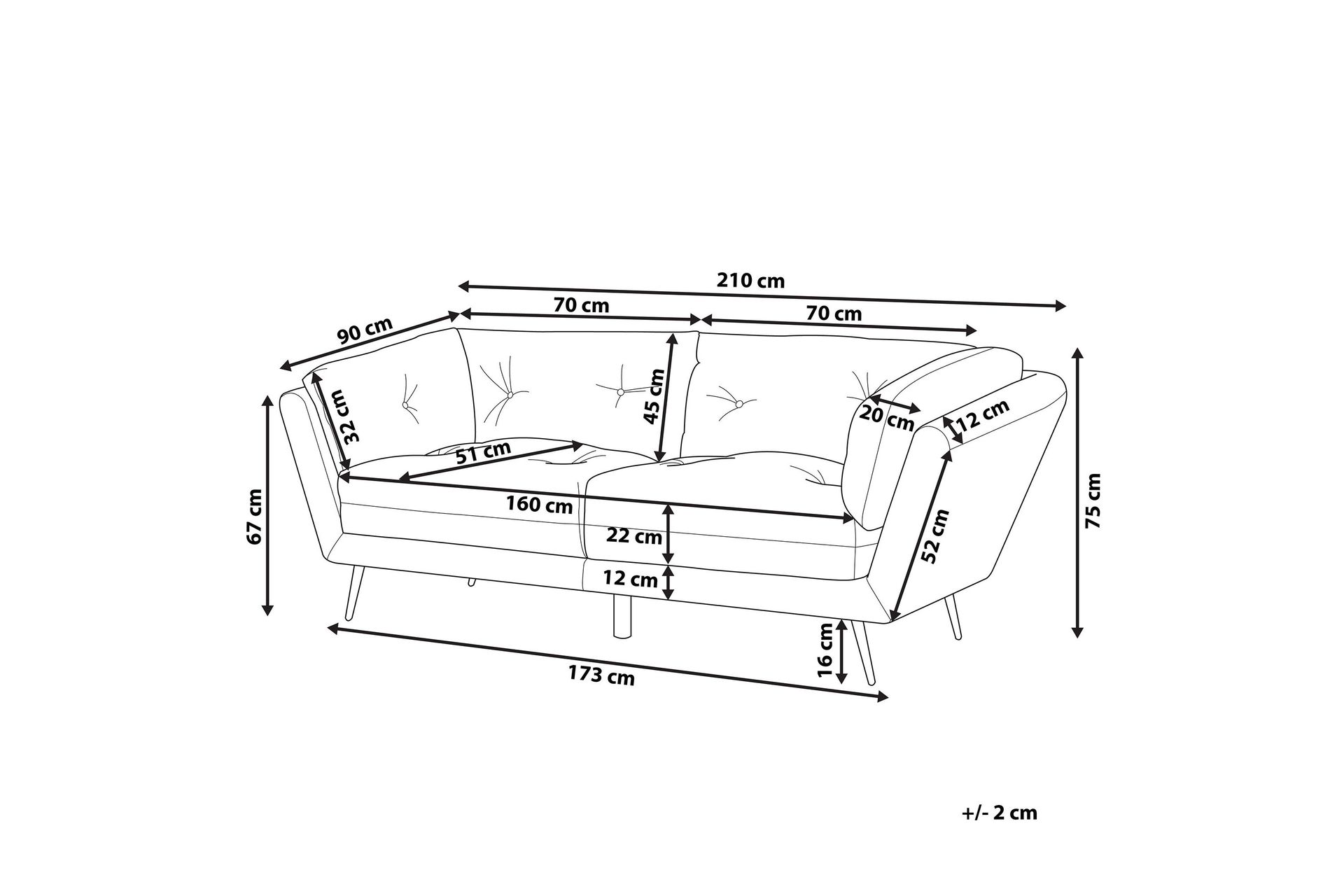 Lenvik 3-seters Sofa - Fløyel/Grå - Møbler - Sofaer - Sofa 3 seter
