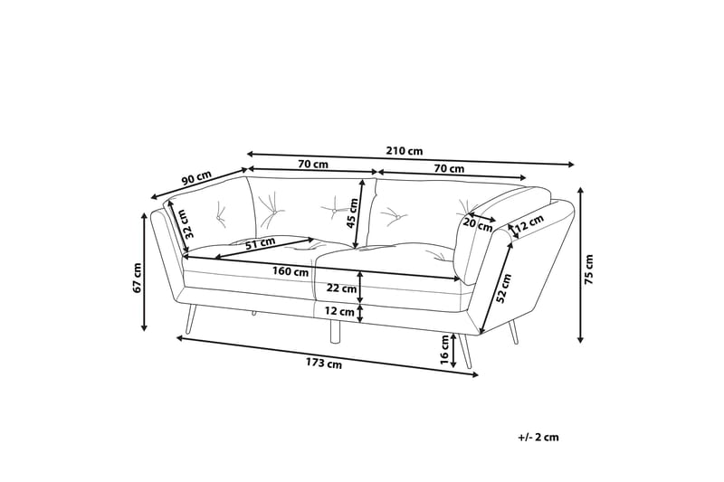 Lenvik 3-seters Sofa - Fløyel/Grå - Møbler - Sofaer - Sofa 3 seter