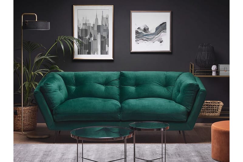 Lenvik 3-seters Sofa - Fløyel/Grønn - Møbler - Sofaer - Sofa 3 seter