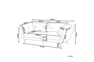 Lenvik 3-seters Sofa - Fløyel/Grønn - Møbler - Sofaer - Sofa 3 seter