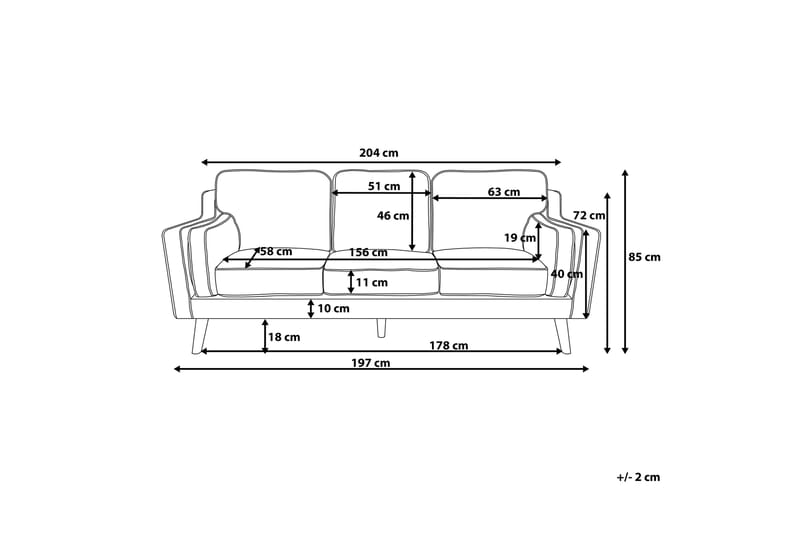 Lokka Sofa 3-seter - Grå - Møbler - Sofaer - Sofa 3 seter