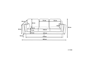 Lokka Sofa 3-seter - Svart - Møbler - Sofaer - Sofa 3 seter