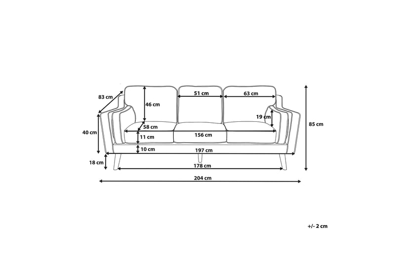 Lokka Sofa 3-seter - Svart - Møbler - Sofaer - Sofa 3 seter