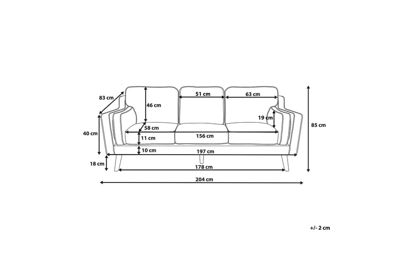 Lokka Sofa 3-seter - Svart - Sofa 3 seter