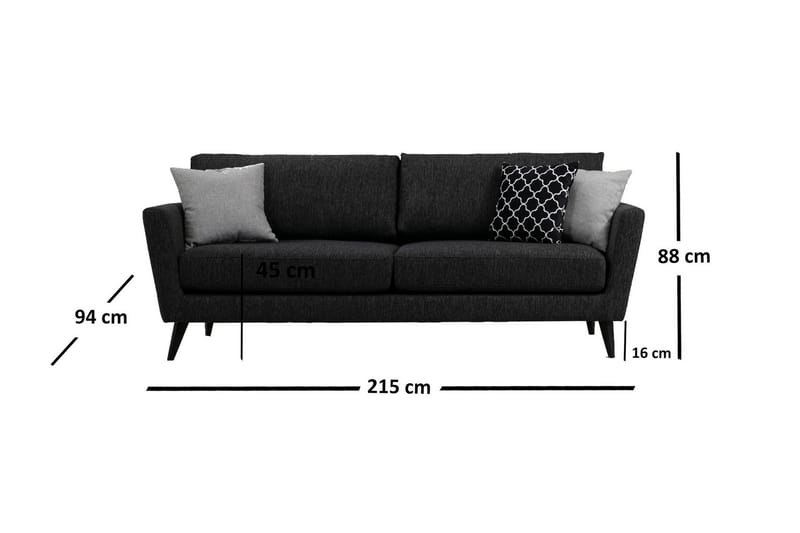 Mangia 3-Seter Sofa - Grå - Møbler - Sofaer - Sofa 3 seter