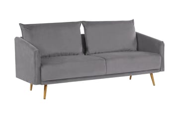 Maurana 3-seter Fløyelssofa med Metallben - Grå - Møbler - Sofaer - Sofa 3 seter