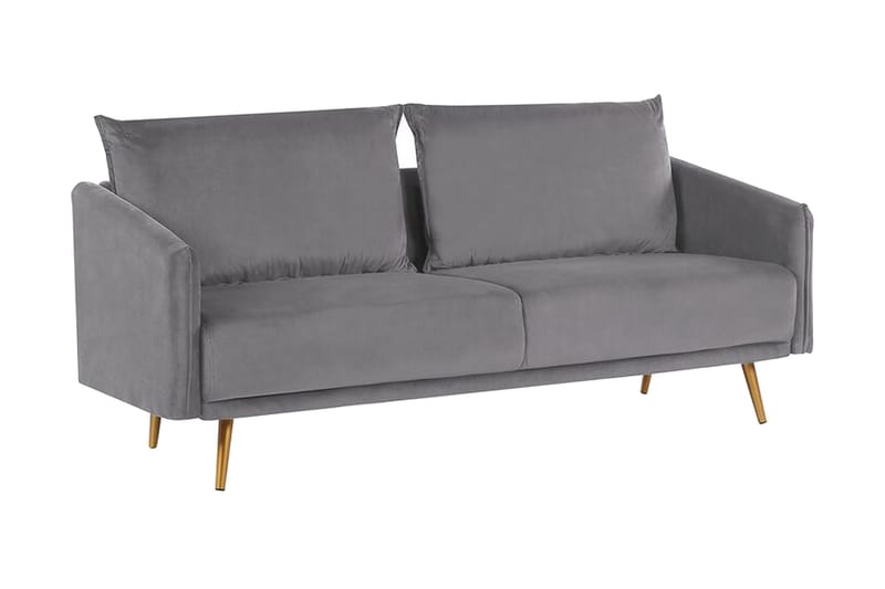 Maurana 3-seter Fløyelssofa med Metallben - Grå - Møbler - Sofaer - Sofa 3 seter