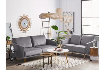 Maurana 3-seter Fløyelssofa med Metallben - Grå - Møbler - Sofaer - Sofa 3 seter