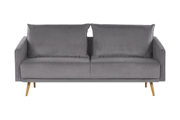 Maurana 3-seter Fløyelssofa med Metallben - Grå - Møbler - Sofaer - Sofa 3 seter