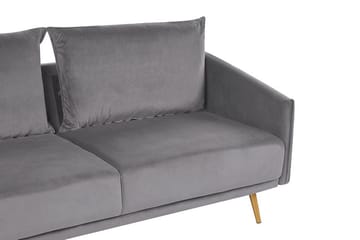 Maurana 3-seter Fløyelssofa med Metallben - Grå - Møbler - Sofaer - Sofa 3 seter