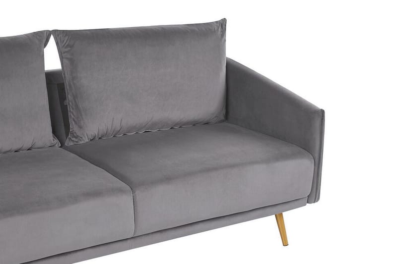 Maurana 3-seter Fløyelssofa med Metallben - Grå - Møbler - Sofaer - Sofa 3 seter