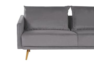 Maurana 3-seter Fløyelssofa med Metallben - Grå - Møbler - Sofaer - Sofa 3 seter