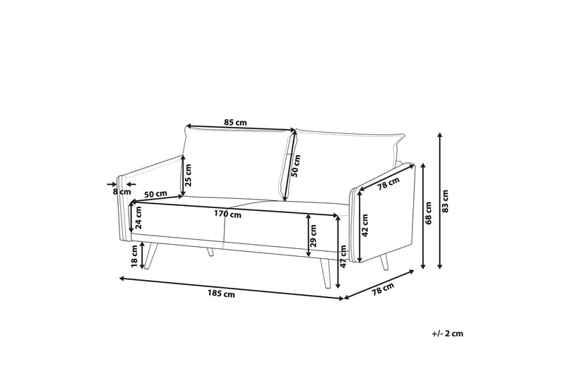 Maurana 3-seter Fløyelssofa med Metallben - Grå - Møbler - Sofaer - Sofa 3 seter