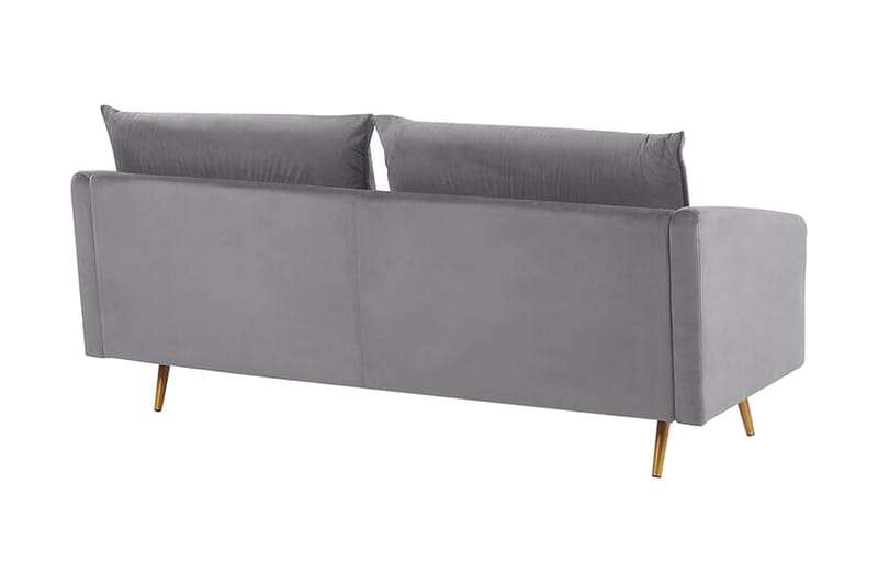 Maurana 3-seter Fløyelssofa med Metallben - Grå - Møbler - Sofaer - Sofa 3 seter