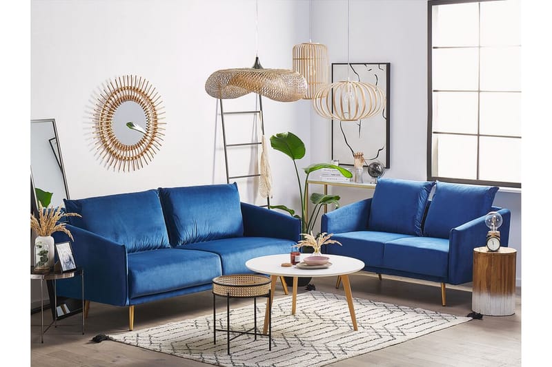 Maurana 3-seters Sofa - Fløyel/Marineblå - Møbler - Sofaer - Sofa 3 seter