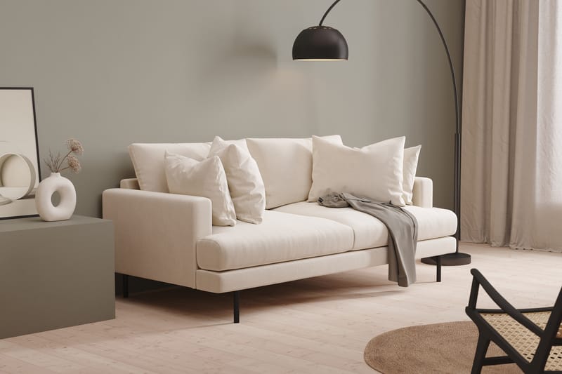 Menard 3-seters Dyp Fløyelssofa 205 cm bred - Kremhvit - Møbler - Sofaer - Sofa 3 seter