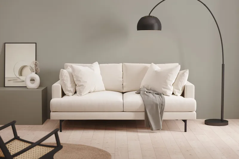 Menard 3-seters Dyp Fløyelssofa - Kremhvit - Møbler - Sofaer - Sofa 3 seter