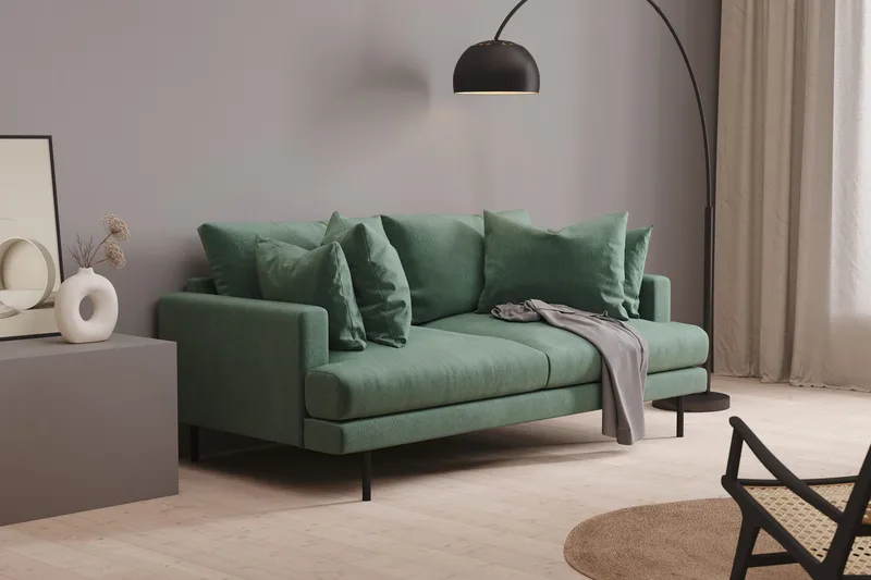 Menard 3-seters Dyp Fløyelssofa - Mørk grønn - Møbler - Sofaer - Sofa 3 seter