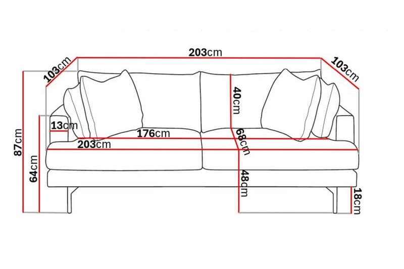 Menard 3-seters Dyp Manchestersofa 205 cm bred - Beige - Møbler - Sofaer - Sofa 3 seter