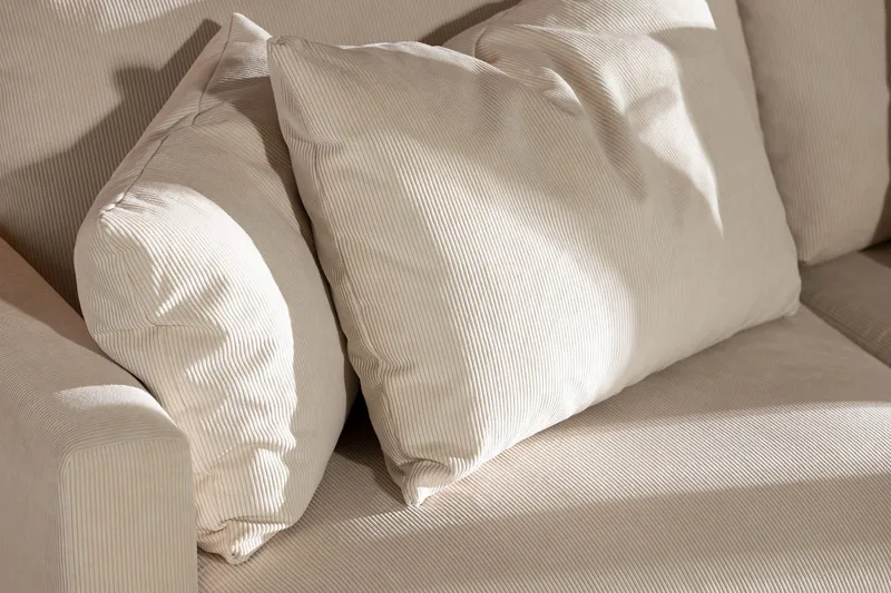 Menard 3-seters Dyp Manchestersofa - Beige - Møbler - Sofaer - Sofa 3 seter