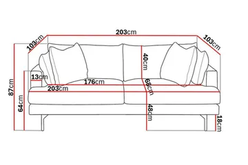 Menard 3-seters Dyp Manchestersofa - Beige - Møbler - Sofaer - Sofa 3 seter