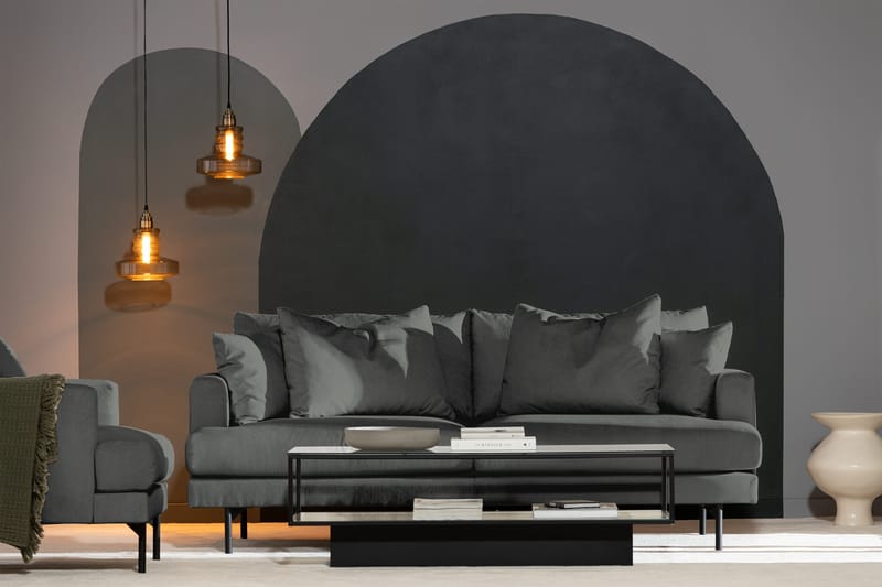 Menard 3-seters Dyp Manchestersofa - Grå - Møbler - Sofaer - Sofa 3 seter