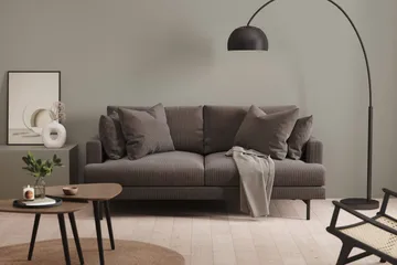 Menard 3-seters Dyp Manchestersofa - Mørk grå - Møbler - Sofaer - Sofa 3 seter