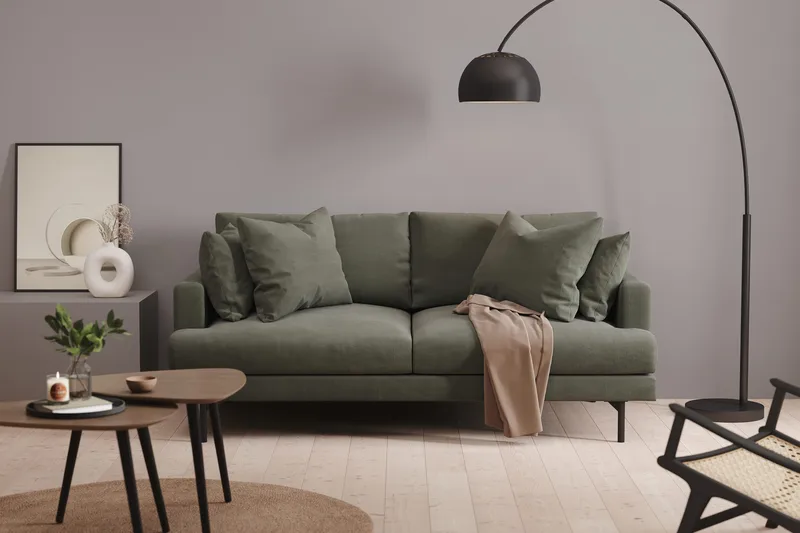 Menard 3-seters Dyp Manchestersofa - Mørk grønn - Møbler - Sofaer - Sofa 3 seter