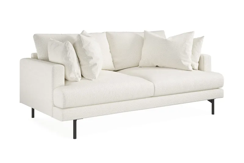 Menard 3-seters Dyp Sofa i Bouclé - Hvit - Møbler - Sofaer - Sofa 3 seter