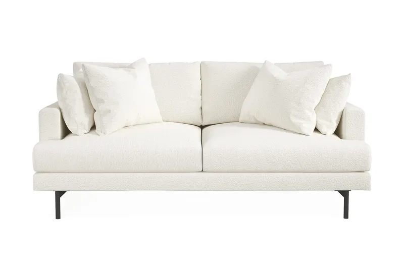 Menard 3-seters Dyp Sofa i Bouclé, Hvit