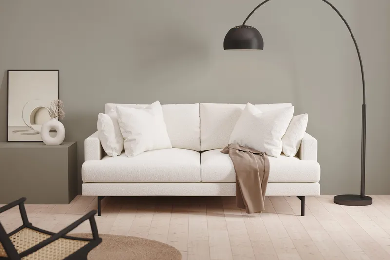 Menard 3-seters Dyp Sofa i Bouclé - Hvit - Møbler - Sofaer - Sofa 3 seter