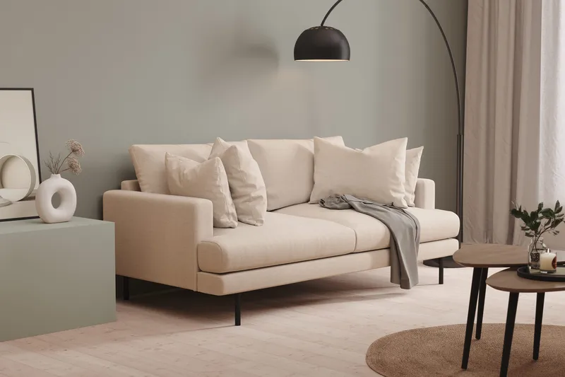 Menard 3-seters Dyp Stoffsofa 205 cm bred - Beige - Møbler - Sofaer - Sofa 3 seter