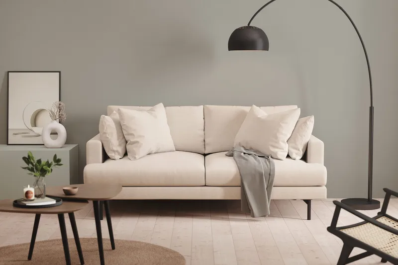 Menard 3-seters Dyp Stoffsofa 205 cm bred - Beige - Møbler - Sofaer - Sofa 3 seter
