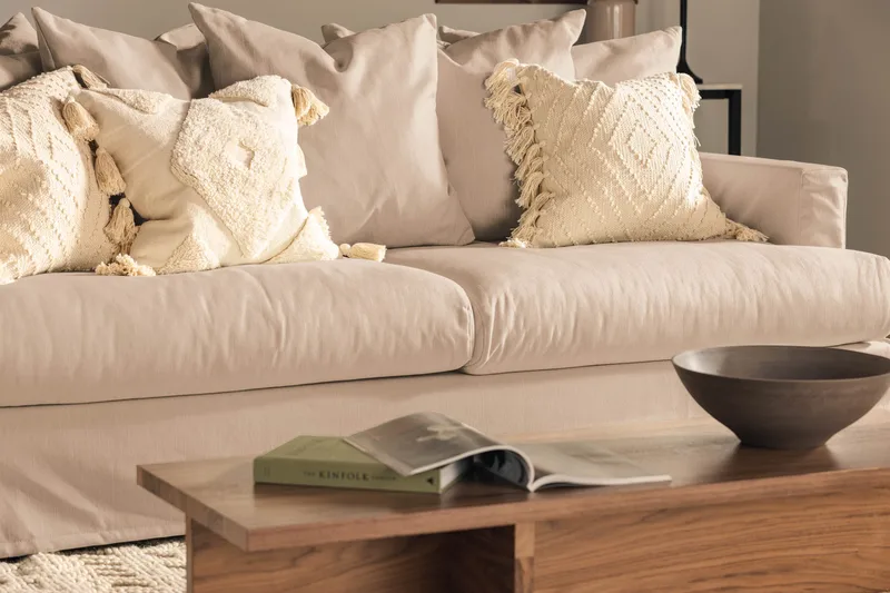 Menard 3-seters Dyp Stoffsofa - Beige - Møbler - Sofaer - Sofa 3 seter