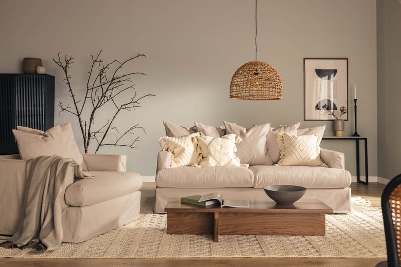 Menard 3-seters Dyp Stoffsofa - Beige - Møbler - Sofaer - Sofa 3 seter