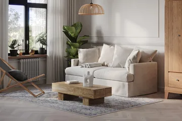 Menard 3-seters Dyp Stoffsofa - Beige - Møbler - Sofaer - Sofa 3 seter